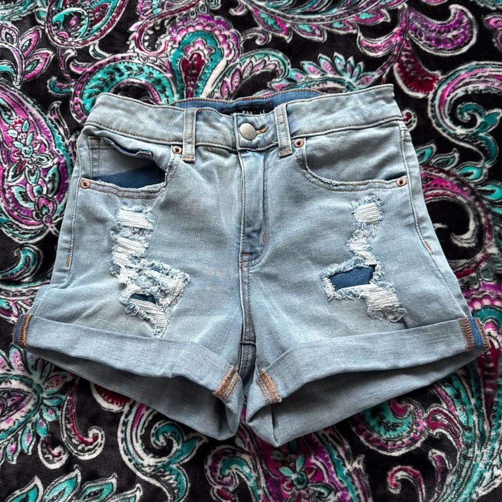 Aeropostale Light Blue Distressed Jean Shorts